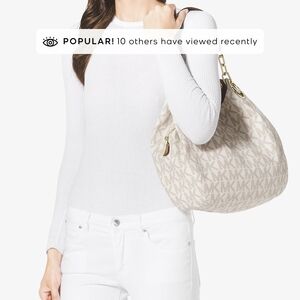 Michael Kors Fulton Vanilla Shoulder Chain Monogram Women's Bag